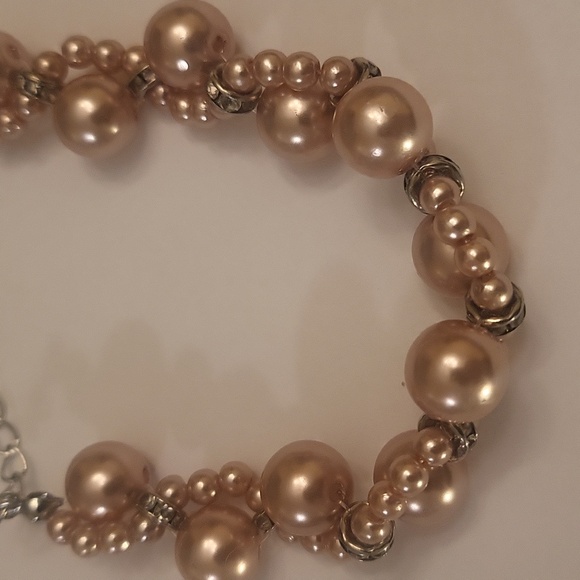 Blush Colored Bracelet  with Rhinestone Embellishment - Picture 5 of 6